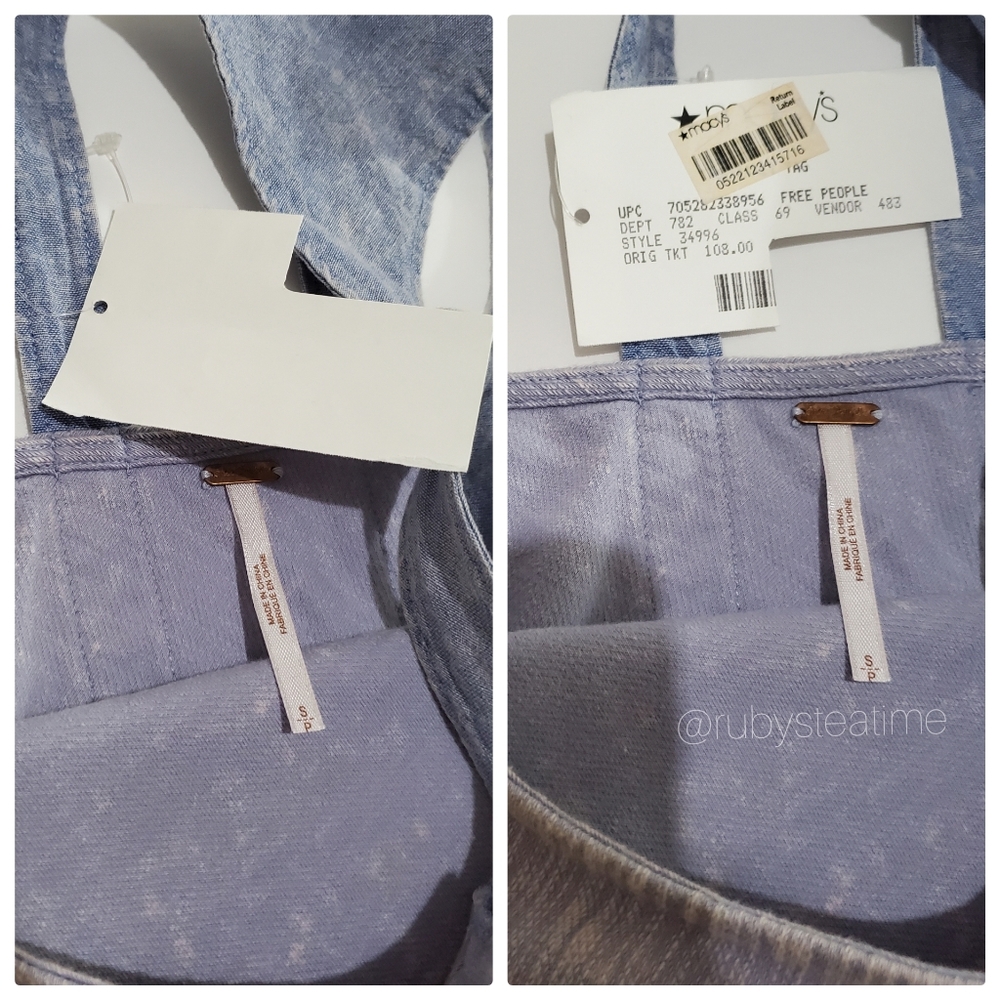 🎉 Rare! FREE PEOPLE Retro Lavender Acid Wash, Bodycon Mini Dress, New with Tag - Picture 8 of 9